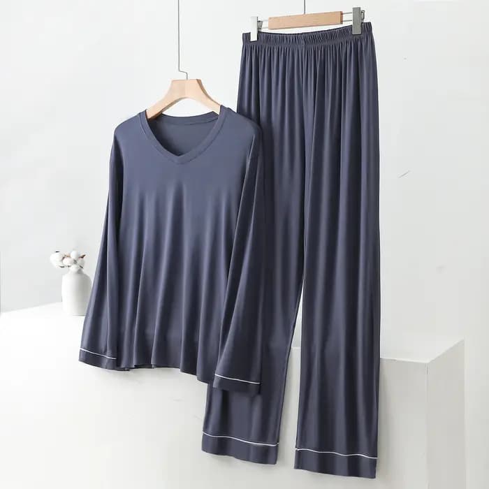 Printemps automne Pyjamas pour hommes nouveau Modal à manches longues chemise pantalon costume vêtements de nuit amples