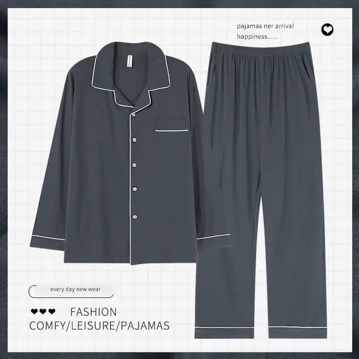 Homme Pyjamas ensembles printemps automne à manches longues doux coton Pyjamas Cardigan maison vêtem