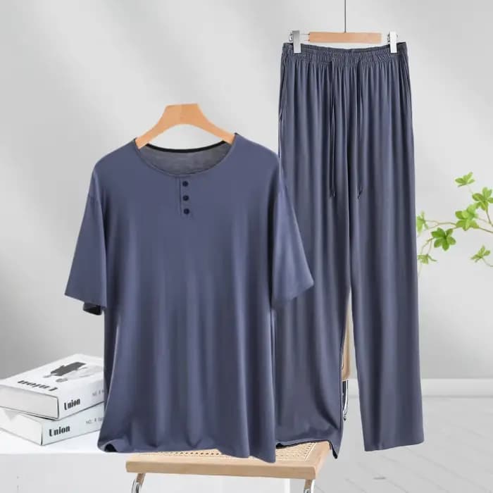 Pyjama homme manches courtes pantalon Long ensemble Modal grande taille vêtements de nuit