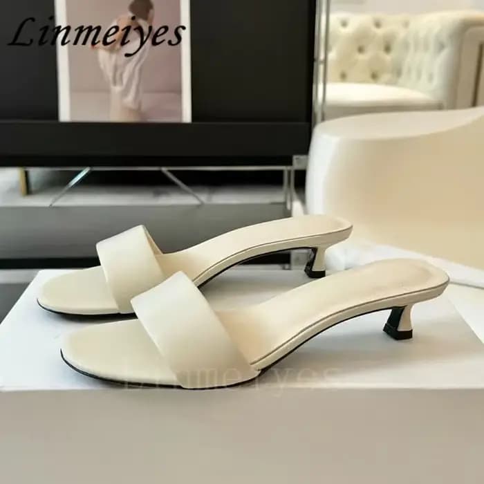 Pantoufles Peep Parker en cuir véritable pour femmes