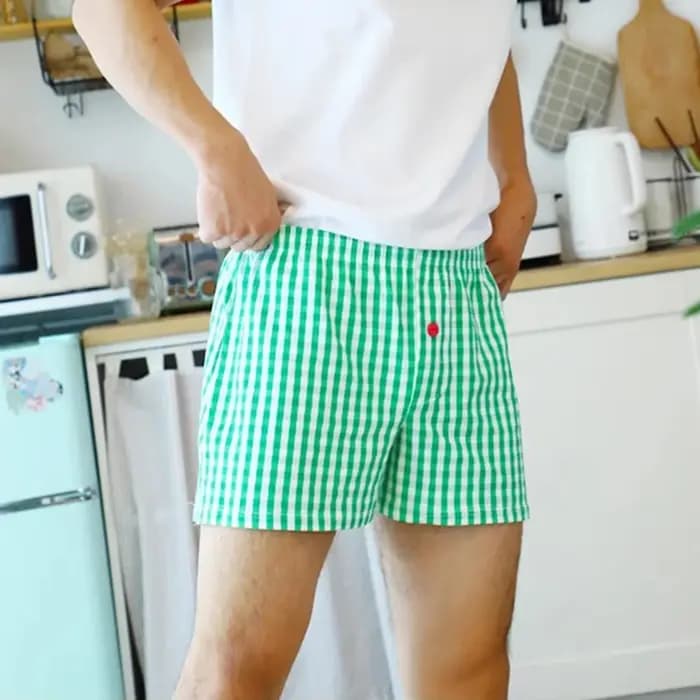 Boxer à carreaux en coton pour hommes
