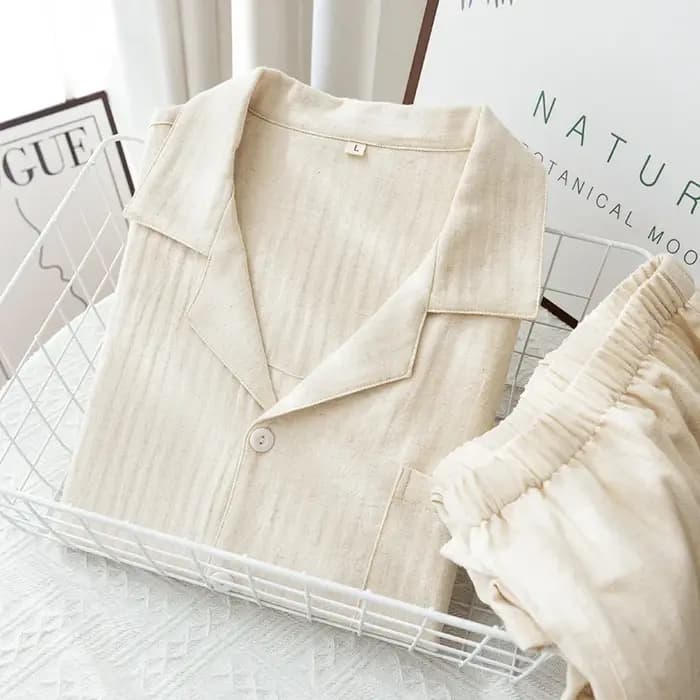 Ensemble pyjama en gaze 100% coton pour hommes | Vêtements de nuit en mousseline douce et respirante | Automne manches