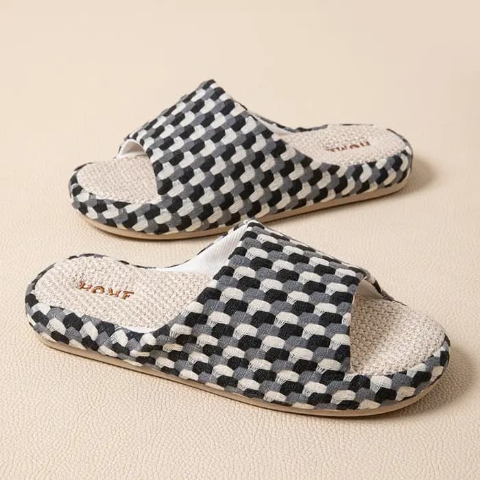 Nouvelles pantoufles plates en lin pour femmes