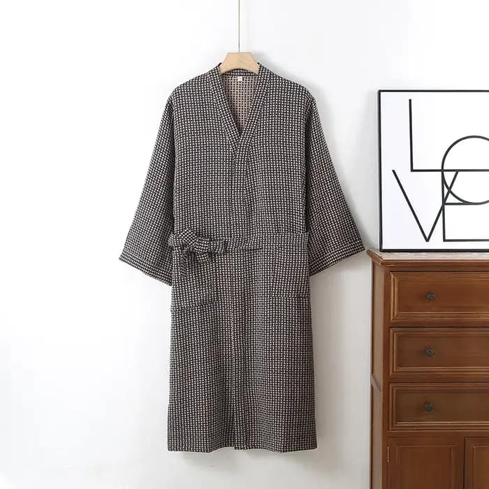 Peignoir grande taille homme Long Style coton tissu printemps et été Robe homme rayé vapeur maison Robe de bain pour homme