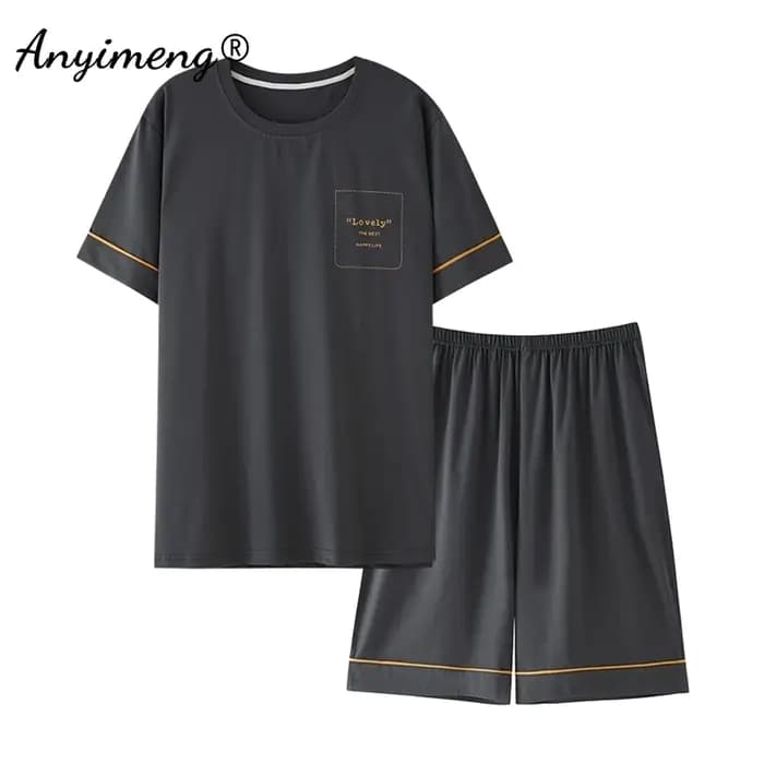 Big Guys grande taille L-6XL pyjama ensembles été nouveaux hommes Modal vêtements de nuit Gentleman minimaliste Pjs