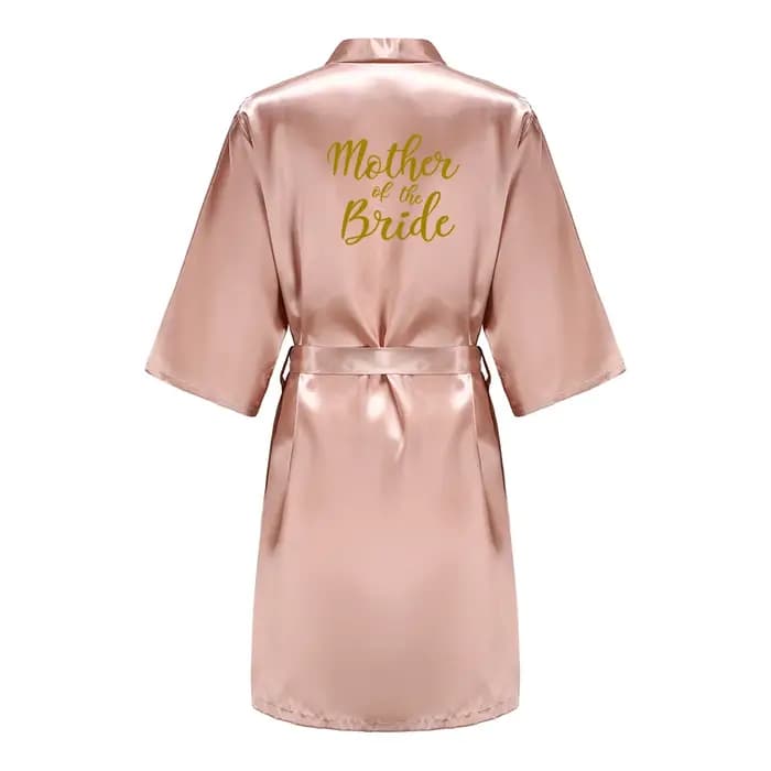 Peignoir Kimono en Satin Rose et Or pour Femme