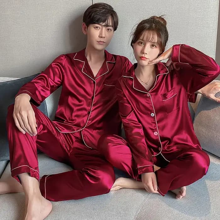 Ensemble de pyjama en satin à manches longues pour couple