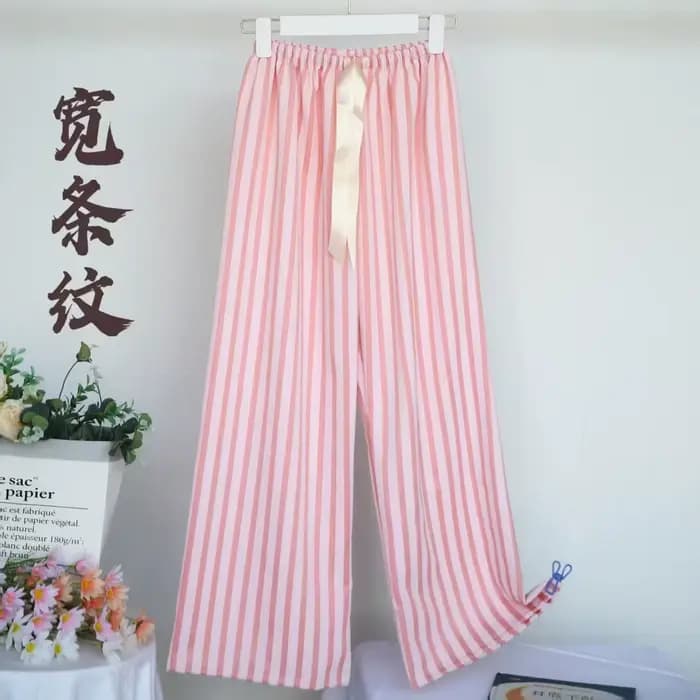 Mode rayé pyjama pantalon pour femmes doux ceinture printemps vêtements de nuit pour enfants