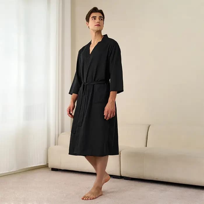 Peignoir tissé gaufré, Style nordique minimaliste