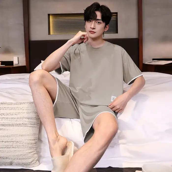 Ensemble de pyjama à manches courtes pour homme en modal avec texture soyeuse pour l'été