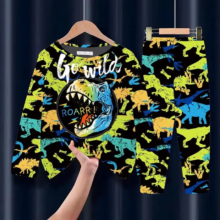 Pyjama imprimé dinosaure à manches longues pour garçons
