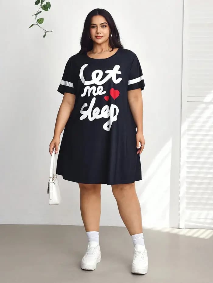 Robe T-shirt imprimée à motif cœur pour femmes grandes tailles, pour la Saint-Valentin, robe d'été m