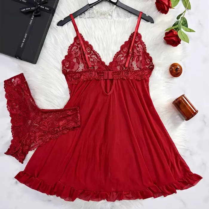 Robe de nuit transparente en dentelle pour femmes