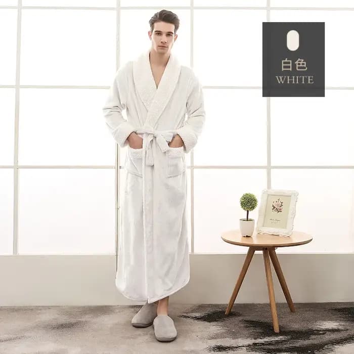 Femmes hiver Extra longue épaisse flanelle Robe de bain chaud Peignoir Femme Sexy Robe de chambre ho