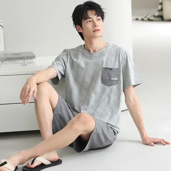 Grande taille L-4XL hommes pyjamas ensemble été Modal à manches courtes pyjama mâle pyjama à carreau