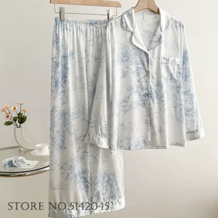 Ensemble de pyjama en dentelle de satin blanc pour femme, garniture de mariée, vêtements de nuit de