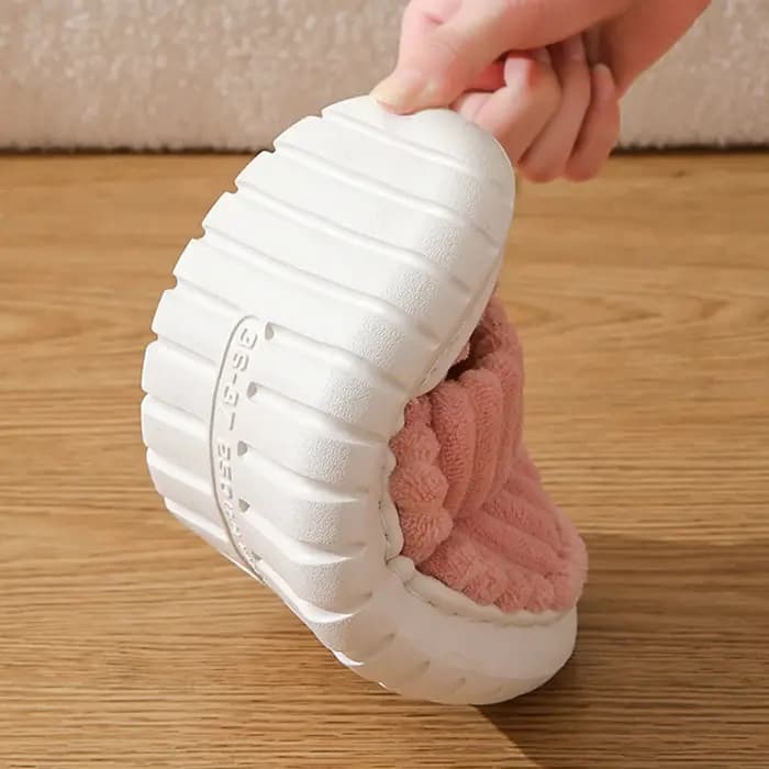 Pantoufles à plateforme en peluche à Double sangles pour femmes