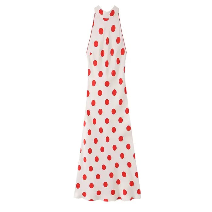 Robe longue à pois pour femme
