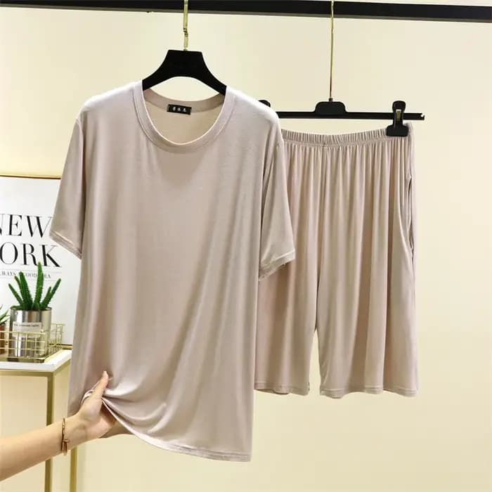 L-6XL grande taille pyjamas amples pour hommes Modal doux à manches courtes demi-longueur pantalon e