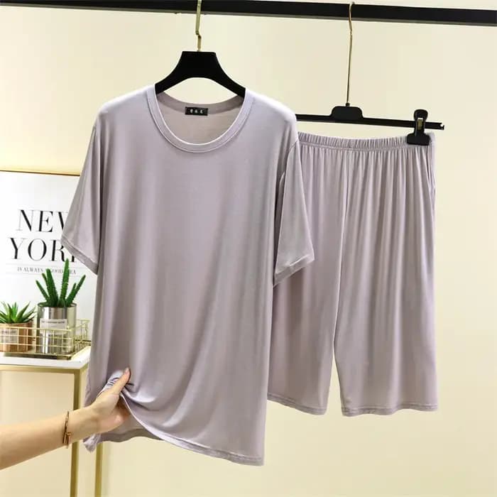 L-6XL grande taille pyjamas amples pour hommes Modal doux à manches courtes demi-longueur pantalon ensemble été salon
