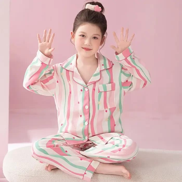 Pyjama de dessin animé à manches longues pour filles