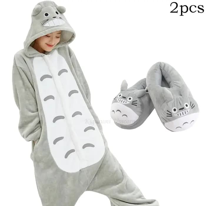 Totoro Onesies mignon dessin animé Animal Onesie femmes hommes filles garçons pyjamas pantoufle drôle costume de fête hiver maison Costumes globaux