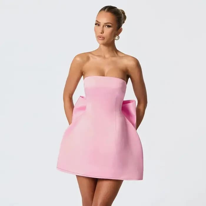 Robe Courte en Satin de Soie pour Femme