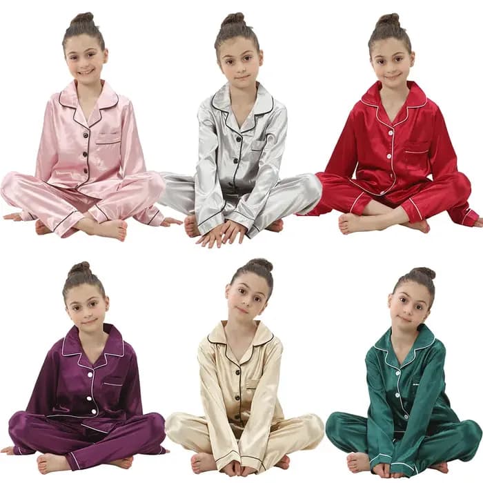 Ensembles de pyjamas en satin pour garçons et filles