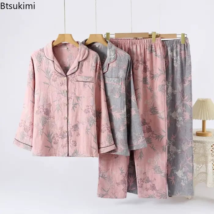Pyjama rétro à manches longues pour femmes