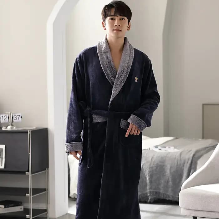 Haute qualité hommes Robe de bain chaud flanelle corail polaire peignoir mâle