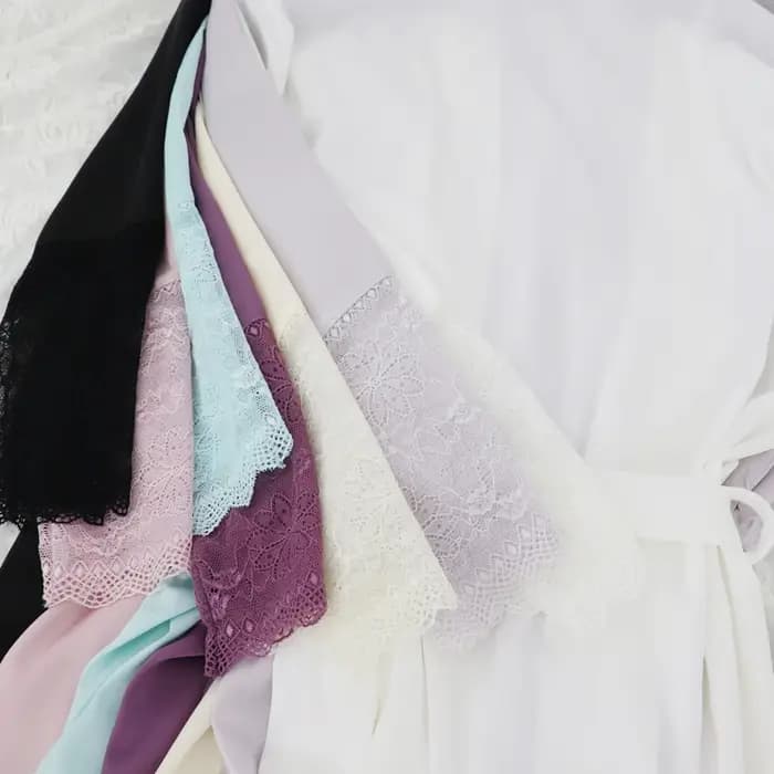 Nom personnalisé dentelle manches Sexy femmes vêtements de nuit Peignoir Mariage