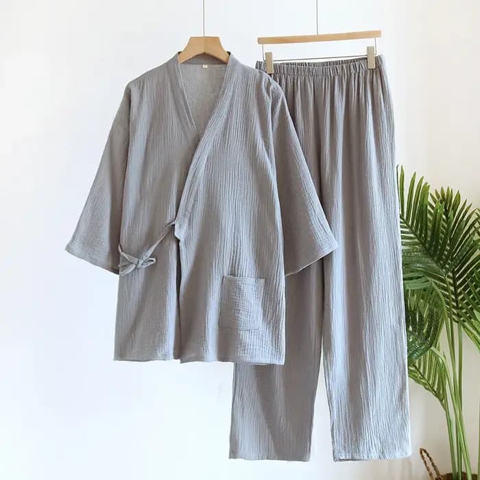 Kimono de Grande Taille avec Poche et Pantalon Long pour Homme