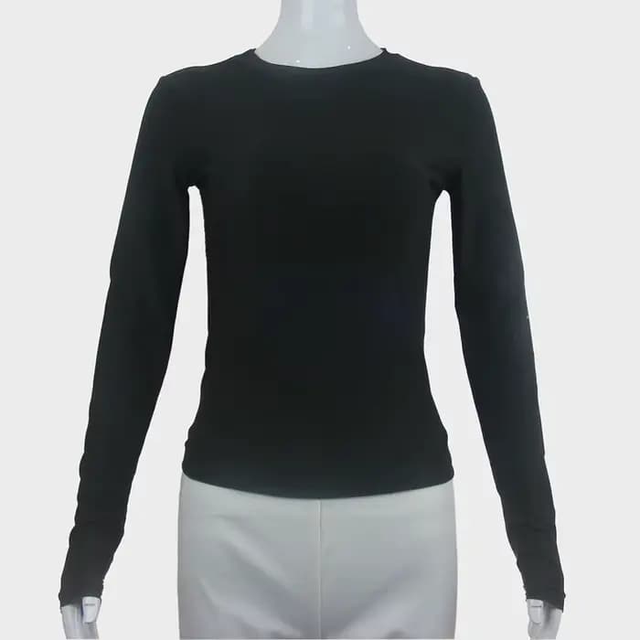 Femme vêtements à manches longues T-shirt coupe ajustée hauts femme col rond tricoté près du corps T