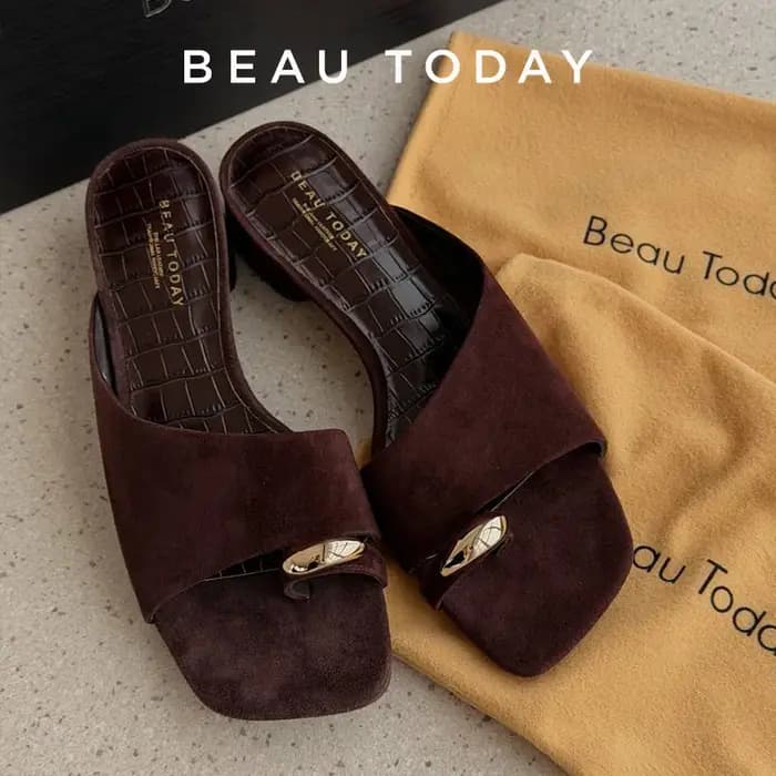 BEAUTODAY – pantoufles élégantes en cuir suédé pour femmes