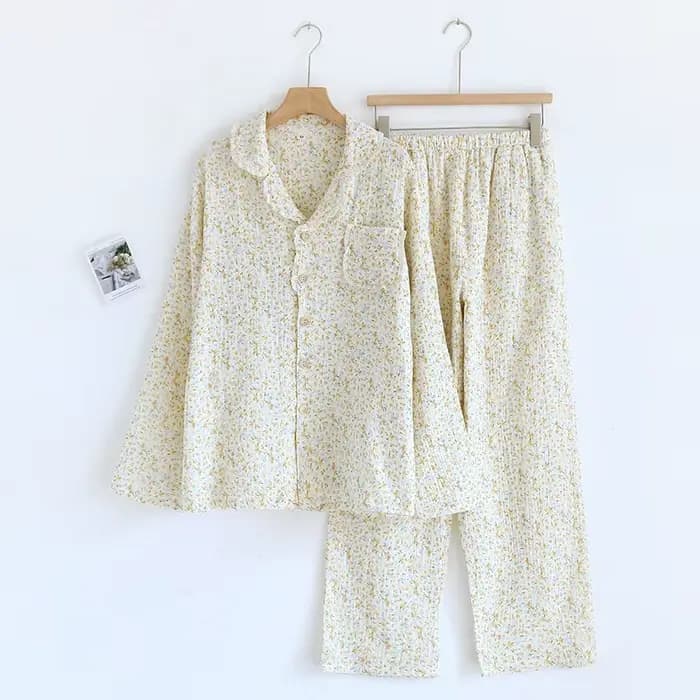 100% coton gaze femmes Pyjamas 2025 nouveau printemps/automne vêtements de nuit femme 2 pièces ensemble
