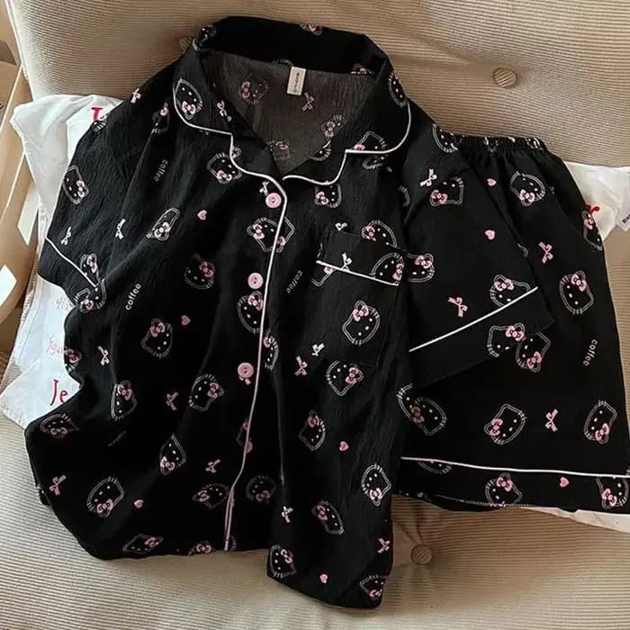 Kawaii Hello Kittys pyjamas femmes maison vêtements ensemble été à manches courtes Shorts