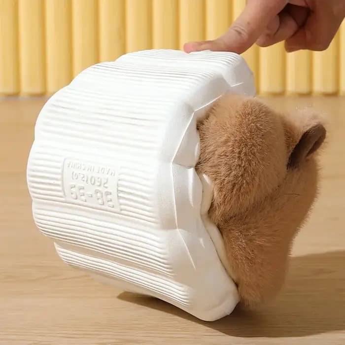 Mignon Capybara coton pantoufles femmes automne hiver intérieur semelle souple chaud fourrure diapositives femme