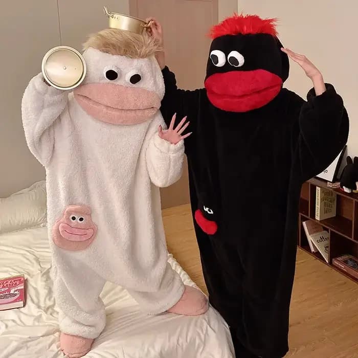 Pyjama Hangyodon Drôle Monstre à Capuche avec Cheveux Longs et Grande Bouche
