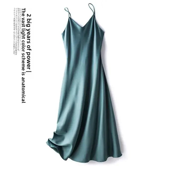 Robe longue en satin de soie pour femme