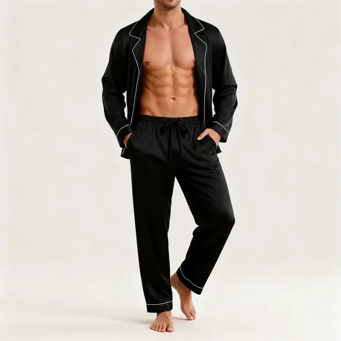 Ensemble de pyjama de luxe pour homme avec bordure contrastée