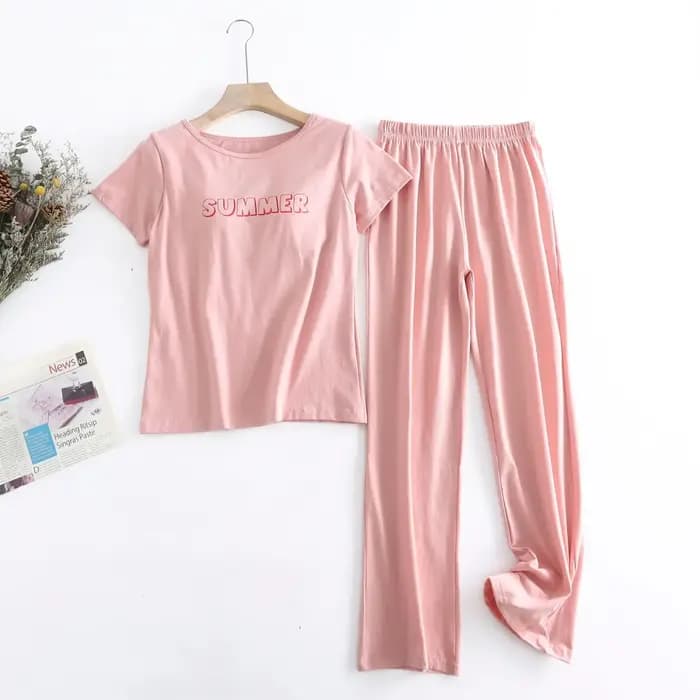 Ensemble de pyjama décontracté pour femme avec soutien-gorge intégré, manches courtes et pantalon, i