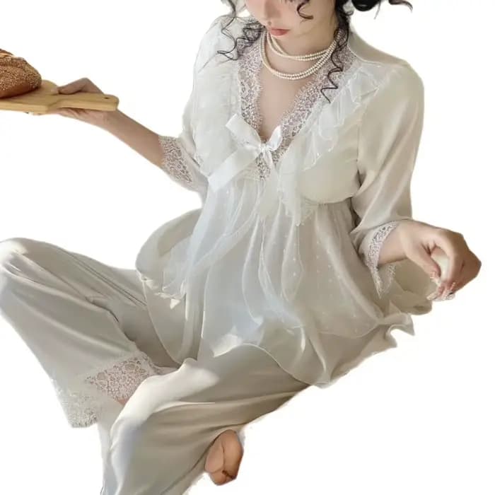 Pyjama princesse Sexy en soie glacée pour femmes