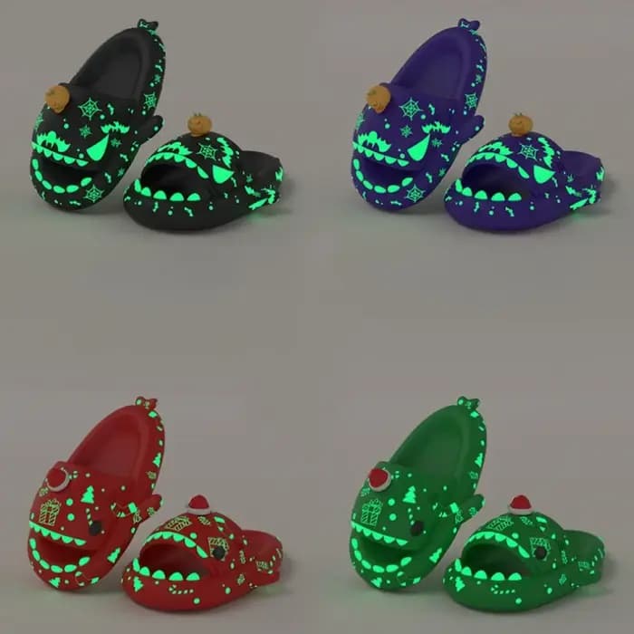 Pantoufles de requin lumineuses de noël pour femmes et hommes