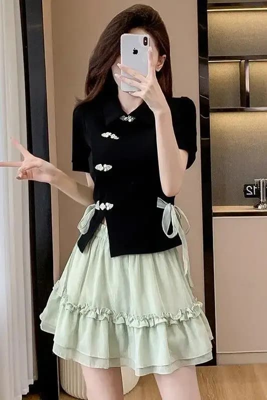 Costume Qipao modifié de style chinois pour femmes, tenue d'été douce et amincissante avec boutons n