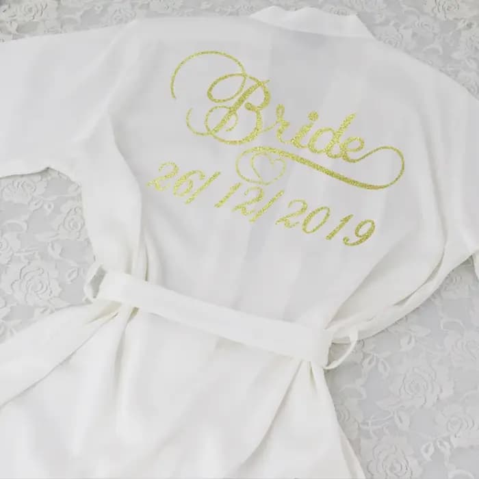 Nom personnalisé dentelle manches Sexy femmes vêtements de nuit Peignoir Mariage Mariage Kimono soie