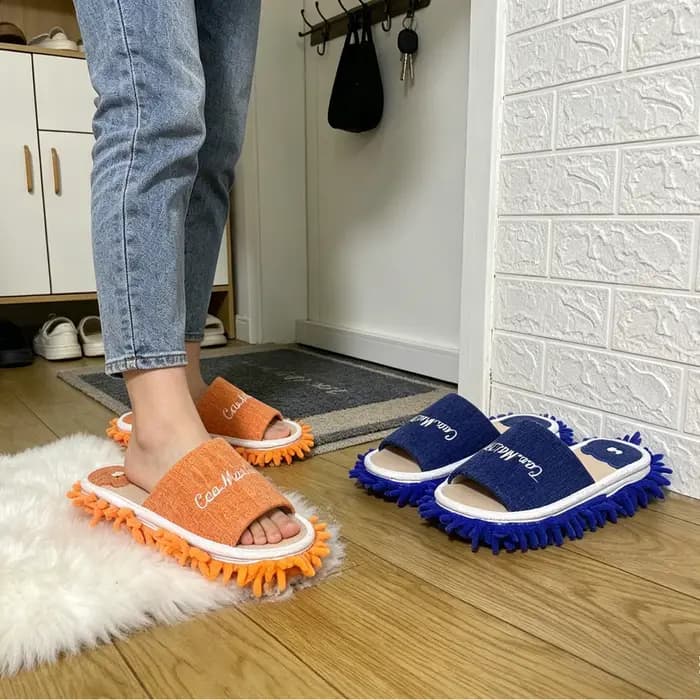 1 Paire de Chaussons Serpillères en Microfibre Lavables pour Nettoyage des Sols