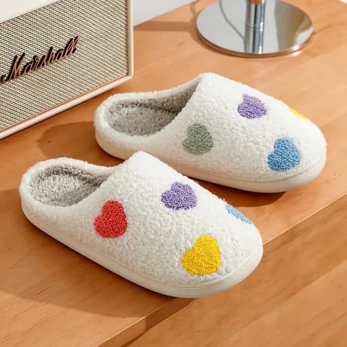 Pantoufles multicolores au Design petit cœur pour femmes