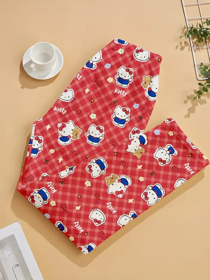 Pantalon de pyjama pour femme avec motifs de dessins animés mignons, confortable et idéal pour sorti