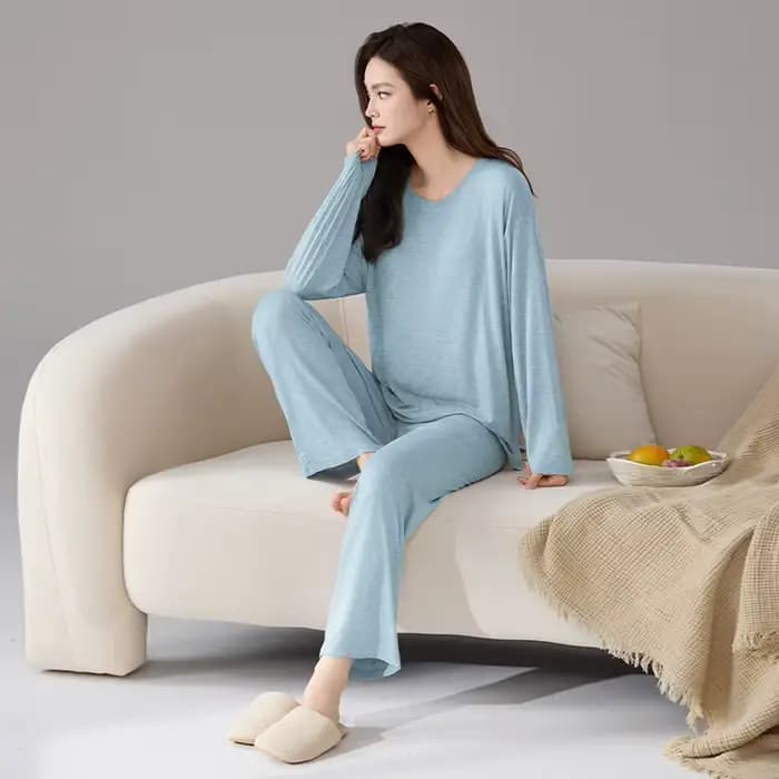 Pijama Mujer Invierno soutien-gorge Pad salon vêtements de nuit nouveau à manches longues pantalons ensembles doux Modal Pyjamas femmes automne hiver Service à domicile