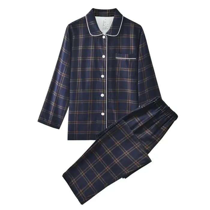Ensemble de pyjamas en coton chaud à manches longues pour couple